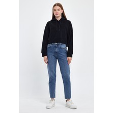 Kadın Rahat Kalıp Softech Polar Kapşonlu Kanguru Cepli Sweatshırt SPR24PWK98