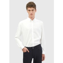 Ramsey Beyaz Düz Dokuma Casual Gömlek