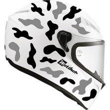 Gri Siyah Kamuflaj Kask Sticker Modeli