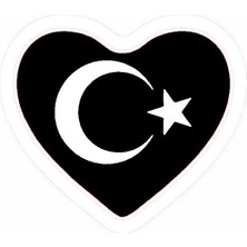 Kalp Türk Bayrağı Oto Arka Cam Sticker 20 x 20 cm