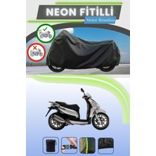 Cemku Shine Siyah Arka Çanta Uyumlu Neon Fitilli Piaggio Fly 125 3V Uyumlu Motor Brandası