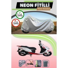 Cemku Shine Gri Arka Çanta Uyumlu Neon Fitilli Arora Ar 150T-N2 Nostalji Uyumlu Motosiklet Brandası