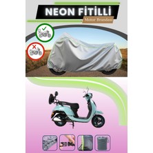 Cemku Shine Gri Arka Çanta Uyumlu Neon Fitilli Arora Ar 50-8 Espresso Uyumlu Motosiklet Brandası