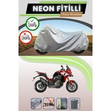Cemku Shine Gri Arka Çanta Uyumlu Neon Fitilli Ducati Multistrada V4 Pikes Peak Uyumlu Motosiklet Brandası