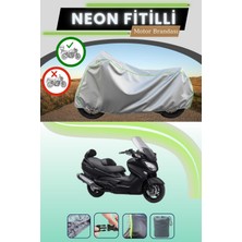 Cemku Shine Gri Arka Çanta Uyumlu Neon Fitilli Suzuki Burgman An 650 Abs Uyumlu Motosiklet Brandası