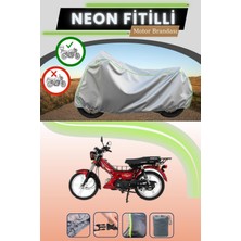 Cemku Shine Gri Arka Çanta Uyumlu Neon Fitilli Mondial 100 Hyena Uyumlu Motosiklet Brandası