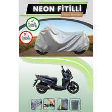 Cemku Shine Gri Arka Çanta Uyumlu Neon Fitilli Sym Joyride 300 Uyumlu Motosiklet Brandası