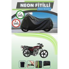 Cemku Shine Siyah Arka Çanta Uyumlu Neon Fitilli Kral Motor KR-100-2 Uyumlu Motor Brandası