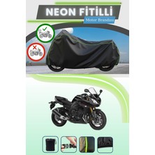 Cemku Shine Siyah Arka Çanta Uyumlu Neon Fitilli Yamaha Fazer 8 Uyumlu Motor Brandası