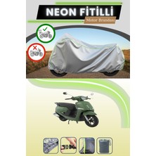 Cemku Shine Gri Arka Çanta Uyumlu Neon Fitilli Mondial 50 Exon Uyumlu Motosiklet Brandası