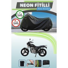 Cemku Shine Siyah Arka Çanta Uyumlu Neon Fitilli Mondial Vulture I-E Uyumlu Motor Brandası