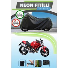 Cemku Shine Siyah Arka Çanta Uyumlu Neon Fitilli Ducati Monster 696 Uyumlu Motor Brandası