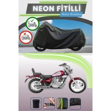 Cemku Shine Siyah Arka Çanta Uyumlu Neon Fitilli Keeway Super Shadow 250 Uyumlu Motor Brandası