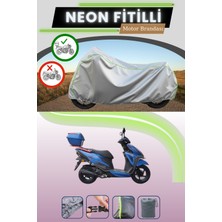 Cemku Shine Gri Arka Çanta Uyumlu Neon Fitilli Yuki Crypto 125 Uyumlu Motosiklet Brandası