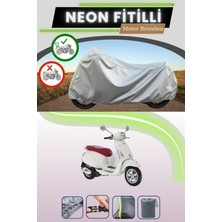 Cemku Shine Gri Arka Çanta Uyumlu Neon Fitilli Vespa Primavera 50 Touring Uyumlu Motosiklet Brandası