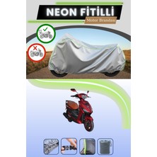 Cemku Shine Gri Arka Çanta Uyumlu Neon Fitilli Yuki YB50QT-3 Casper Uyumlu Motosiklet Brandası