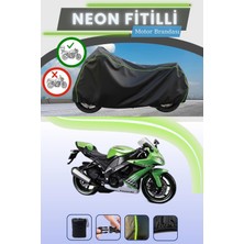 Cemku Shine Siyah Arka Çanta Uyumlu Neon Fitilli Kawasaki Ninja ZX-10R Uyumlu Motor Brandası
