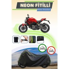 Cemku Shine Siyah Neon Fitilli Ducati Monster 821 Uyumlu Motor Brandası