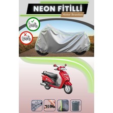 Cemku Shine Gri Arka Çanta Uyumlu Neon Fitilli Hero Duet 110I Uyumlu Motosiklet Brandası