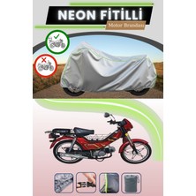 Cemku Shine Gri Arka Çanta Uyumlu Neon Fitilli Kuba Leopar 100 Uyumlu Motosiklet Brandası