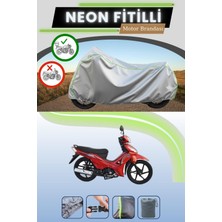 Cemku Shine Gri Arka Çanta Uyumlu Neon Fitilli Kuba Ege 100 Uyumlu Motosiklet Brandası