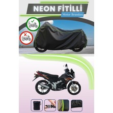 Cemku Shine Siyah Arka Çanta Uyumlu Neon Fitilli Kral Motor KR-130-16 Uyumlu Motor Brandası