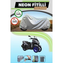 Cemku Shine Gri Arka Çanta Uyumlu Neon Fitilli Yamaha Tricity 155 Uyumlu Motosiklet Brandası