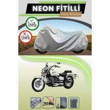 Cemku Shine Gri Arka Çanta Uyumlu Neon Fitilli Yamaha Xvs 250 Drag Star Uyumlu Motosiklet Brandası