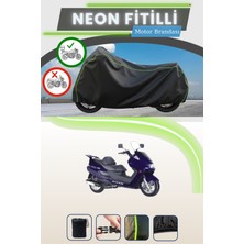 Cemku Shine Siyah Arka Çanta Uyumlu Neon Fitilli Bisan Santana 125 Uyumlu Motor Brandası