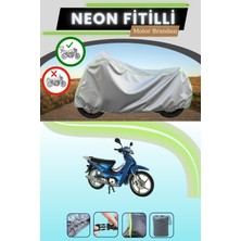 Cemku Shine Gri Arka Çanta Uyumlu Neon Fitilli Kuba KH100 Uyumlu Motosiklet Brandası