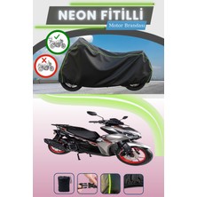 Cemku Shine Siyah Arka Çanta Uyumlu Neon Fitilli Piaggio Skipper 150 Uyumlu Motor Brandası