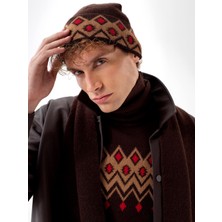 Erkek Kahverengi Doğal Yün Dokulu Standart Fit Bere