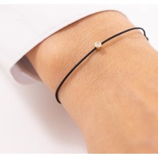 Ipli Taşlı 14 Ayar Minimal Altın Bileklik
