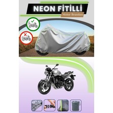 Cemku Shine Gri Arka Çanta Uyumlu Neon Fitilli Honda Cbf 600 Uyumlu Motosiklet Brandası