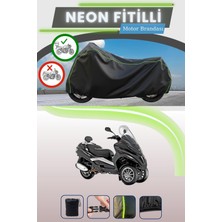 Cemku Shine Siyah Arka Çanta Uyumlu Neon Fitilli Piaggio Mp3 400 Uyumlu Motor Brandası