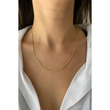 Unisex Ince Italyan Yılan Model Gold Kolye Çelik Zincir