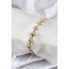 Pirinç Vıp Seri Gold Renk Topçuk Model Kadın Bileklik - TJ-BB7923