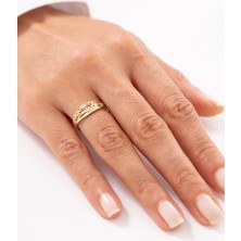 Sarmal Vintage Taşlı 14 Ayar Altın Yüzük