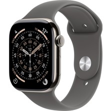Apple Watch Series 11 Gps + Cellular, 46 mm natürel Titanyum kasa ve Taş grisi Spor kordon - s/m