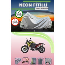 Cemku Shine Gri Arka Çanta ve Kilit Uyumlu Neon Fitilli Bmw F 900 Gs Uyumlu Motosiklet Brandası