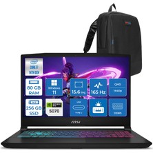 MSI Msı Katana 15 Hx Intel Core I7 14650HX 80GB Ddr5 256GB SSD Windows 11 Pro RTX5070 8gb Gddr7 115W 15.6" 2k QHD(2560X1440) 165HZ Gaming Laptop B14WGK068XTRP31 + Zetta Çanta