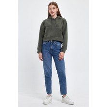 Kadın Rahat Kalıp Softech Polar Kapşonlu Kanguru Cepli Sweatshırt SPR24PWK98