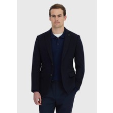 Lacivert Düz Regular Fit %100 Kaşmir Ceket