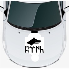 Göktürkçe Türk Yazılı Kurt 3 Oto Kaput Sticker 40 x 40 cm