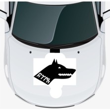 Göktürkçe Türk Yazılı Kurt 2 Oto Kaput Sticker 40 x 40 cm