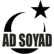 Türk Bayrağı Ad Soyad Yazılı Oto Özel Yeni Sticker Siyah 30*15 cm