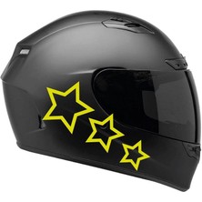 Tek Renk Üçlü Yıldız (Triple Star Helmet Stickers) Kask Sticker Etiket Modeli 1