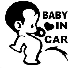 Baby In Car Çişini Yapan Sticker 10 x 10 cm