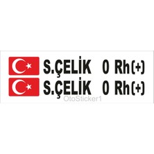 Bayraklı Ad Soyad Kan Grubu Oto Özel Yeni Sticker 16*2 cm