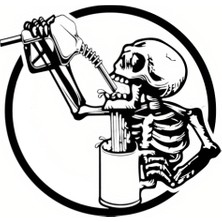 Mazot Içen Iskelet Depo Kapağı Sticker 13 x 12,5 cm